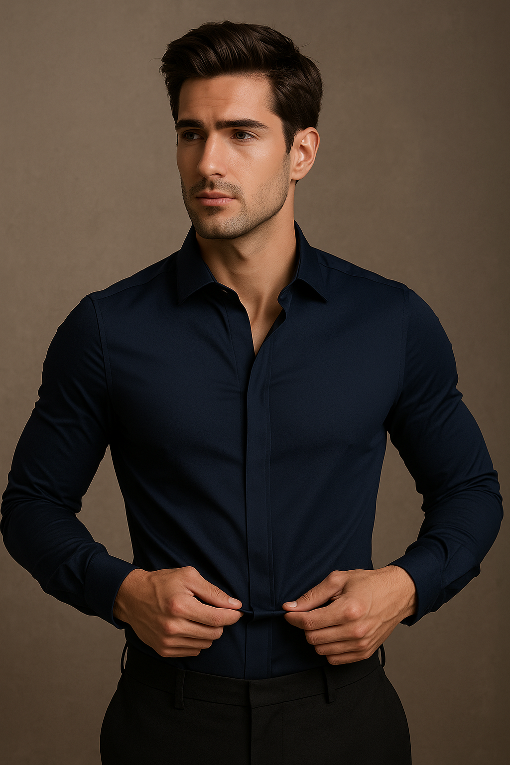 CAMISA STRETCH (BOTON OCULTO)